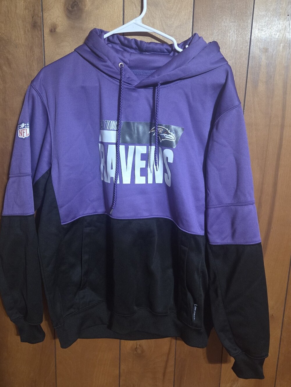 ​NFL Team Apparel Baltimore Ravens On-Field Colorblock Hoodie Size Large